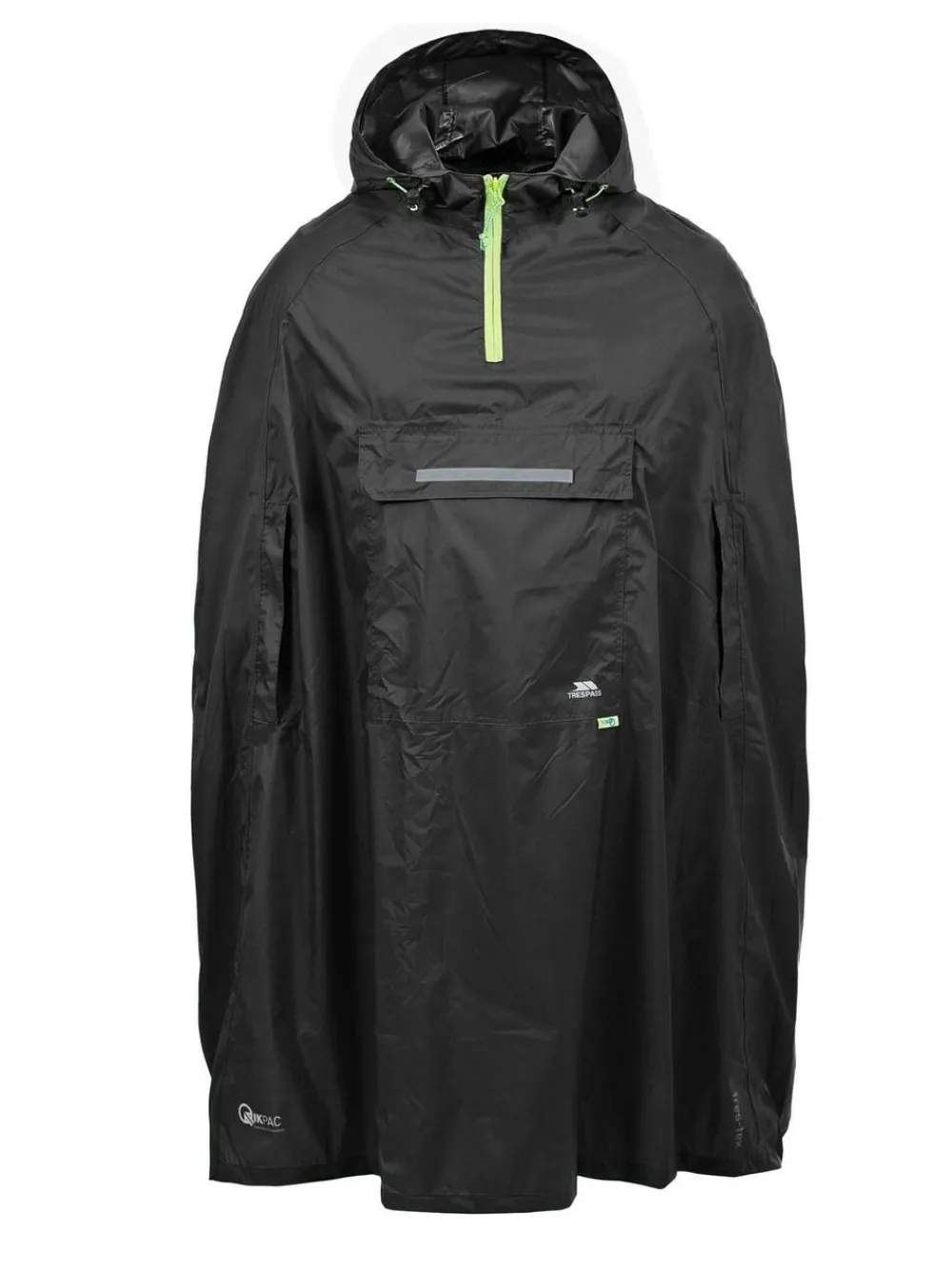 Clearance Trespass Unisex Qikpac Packaway Black Poncho