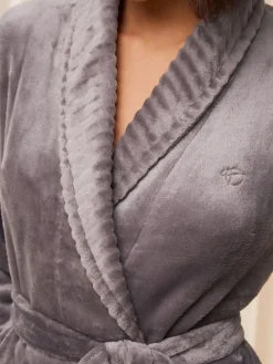 Best Triumph Grey 100% Cotton Fleece Robe