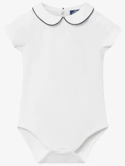 New Trotters London Little White/Navy Milo Piped Body