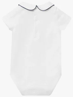 New Trotters London Little White/Navy Milo Piped Body