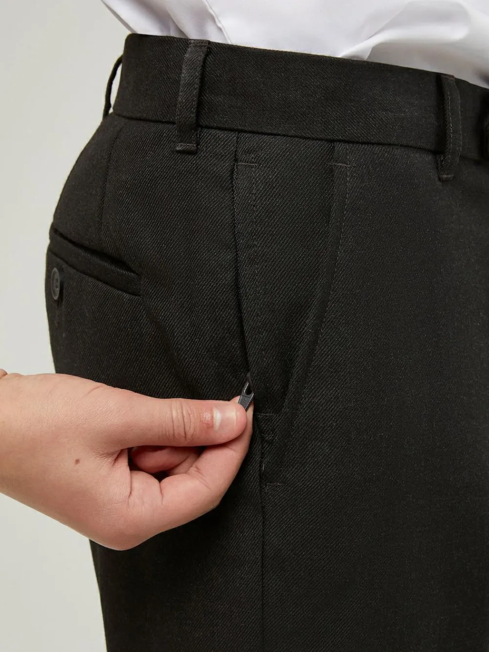 Trutex Senior Boys Slim Leg Charcoal School Trousers^BOY Tznius Pants