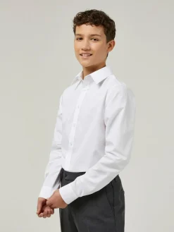 New Trutex White Regular Fit Long Sleeve 3 Pack School Shirts