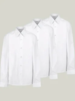 New Trutex White Regular Fit Long Sleeve 3 Pack School Shirts