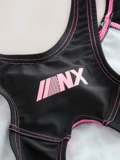 Discount Next Sports Open Back Swimsuit (3-16yrs) Turquoise Blue Animal