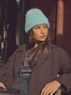 Next Turquoise Blue Ribbed Beanie Containing Wool Hat^Women Hats