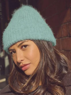 Next Turquoise Blue Ribbed Beanie Containing Wool Hat^Women Hats
