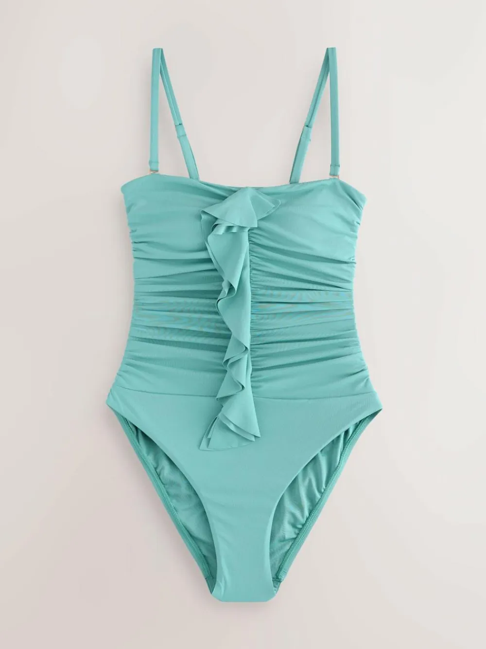 Hot Next Tummy Control Frill Bandeau Swimsuit Turquoise Blue