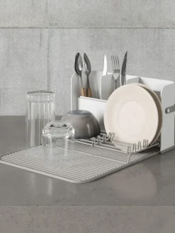 Umbra White Grey Sling Folding Dishrack^ Branded Kitchenware