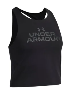 New Under Armour Motion Branded Crop Tank Black