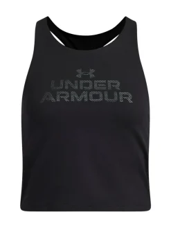 New Under Armour Motion Branded Crop Tank Black