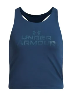 New Under Armour Motion Branded Crop Tank Blue