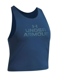 New Under Armour Motion Branded Crop Tank Blue