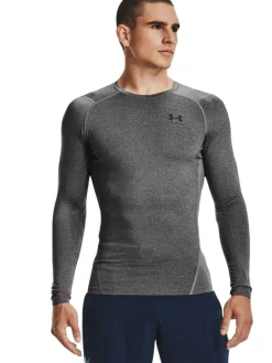 Sale Under Armour HeatGear Fitted Long Sleeve Base Layer T-Shirt Grey
