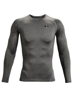 Sale Under Armour HeatGear Fitted Long Sleeve Base Layer T-Shirt Grey