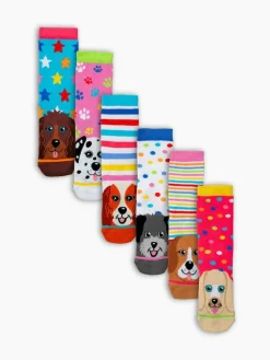 Discount United Odd Socks Blue Pup Stars Girls Socks 6 pack