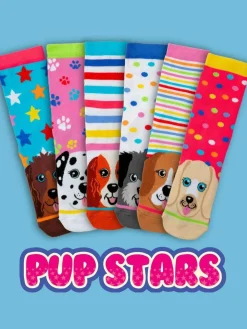 Discount United Odd Socks Blue Pup Stars Girls Socks 6 pack