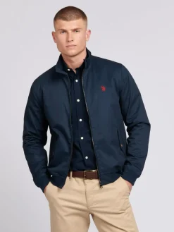 Hot U.S. Polo Assn . Mens 100% Cotton Twill Harrington Jacket Blue