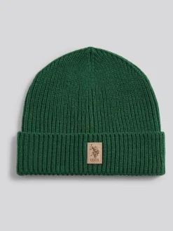 New U.S. Polo Assn . Signature Double Horsemen Knit Beanie Green