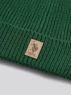 New U.S. Polo Assn . Signature Double Horsemen Knit Beanie Green