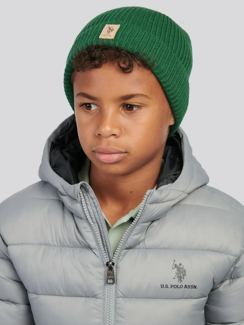 New U.S. Polo Assn . Signature Double Horsemen Knit Beanie Green