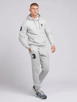 U.S. Polo Assn . Mens Classic Fit Player 3 100% Cotton Hoodie Grey