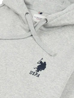 U.S. Polo Assn . Mens Classic Fit Player 3 100% Cotton Hoodie Grey