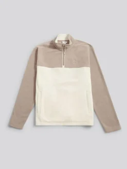 Outlet U.S. Polo Assn Colour Block Micro Funnel Fleece Natural