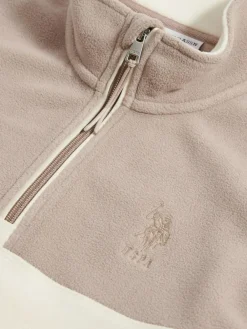 Outlet U.S. Polo Assn Colour Block Micro Funnel Fleece Natural