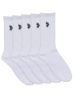 Hot U.S. Polo Assn . Mens Classic Sports Socks 5 Pack White