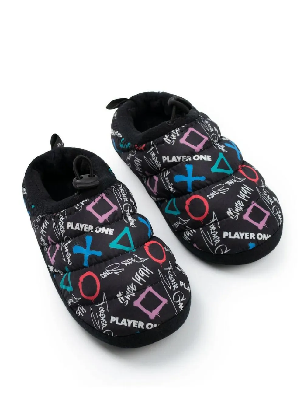 Discount Vanilla Underground Black PlayStation Controller Symbols Slippers