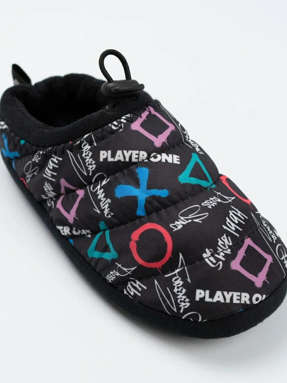 Discount Vanilla Underground Black PlayStation Controller Symbols Slippers
