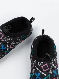 Discount Vanilla Underground Black PlayStation Controller Symbols Slippers