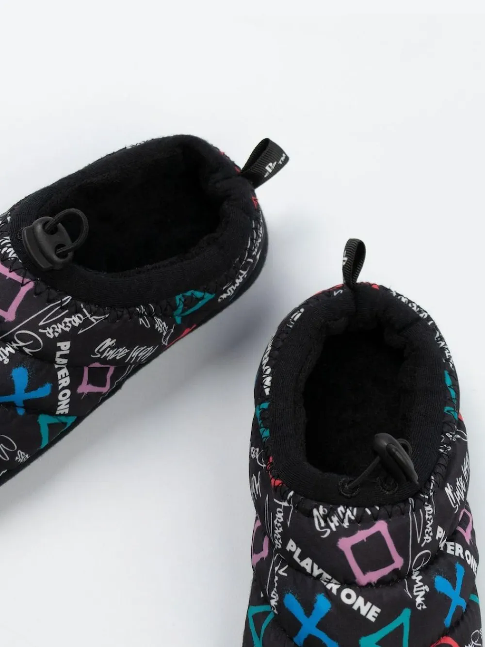 Discount Vanilla Underground Black PlayStation Controller Symbols Slippers