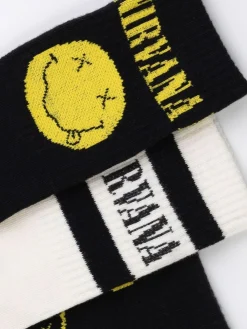 Vanilla Underground Black Mens Nirvana Multicoloured Calf Socks Set of 3^ Socks|Socks