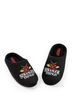 Vanilla Underground Black Stranger Things Mule Slippers^BOY Nightwear
