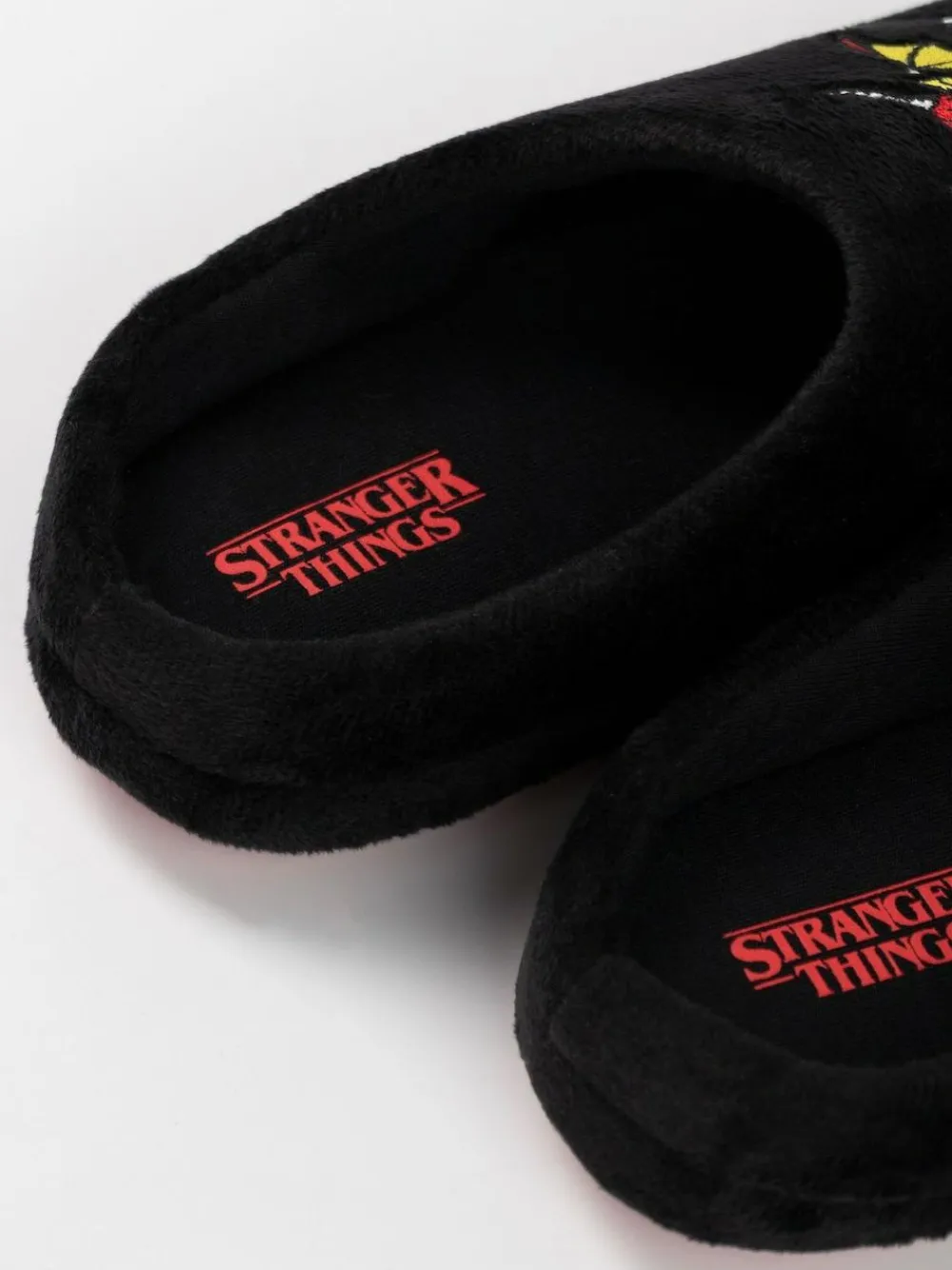 Vanilla Underground Black Stranger Things Mule Slippers^BOY Nightwear