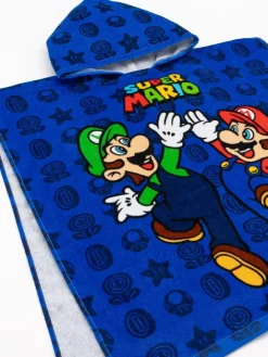 Online Vanilla Underground Blue Super Mario 100% Cotton Character Towel Poncho