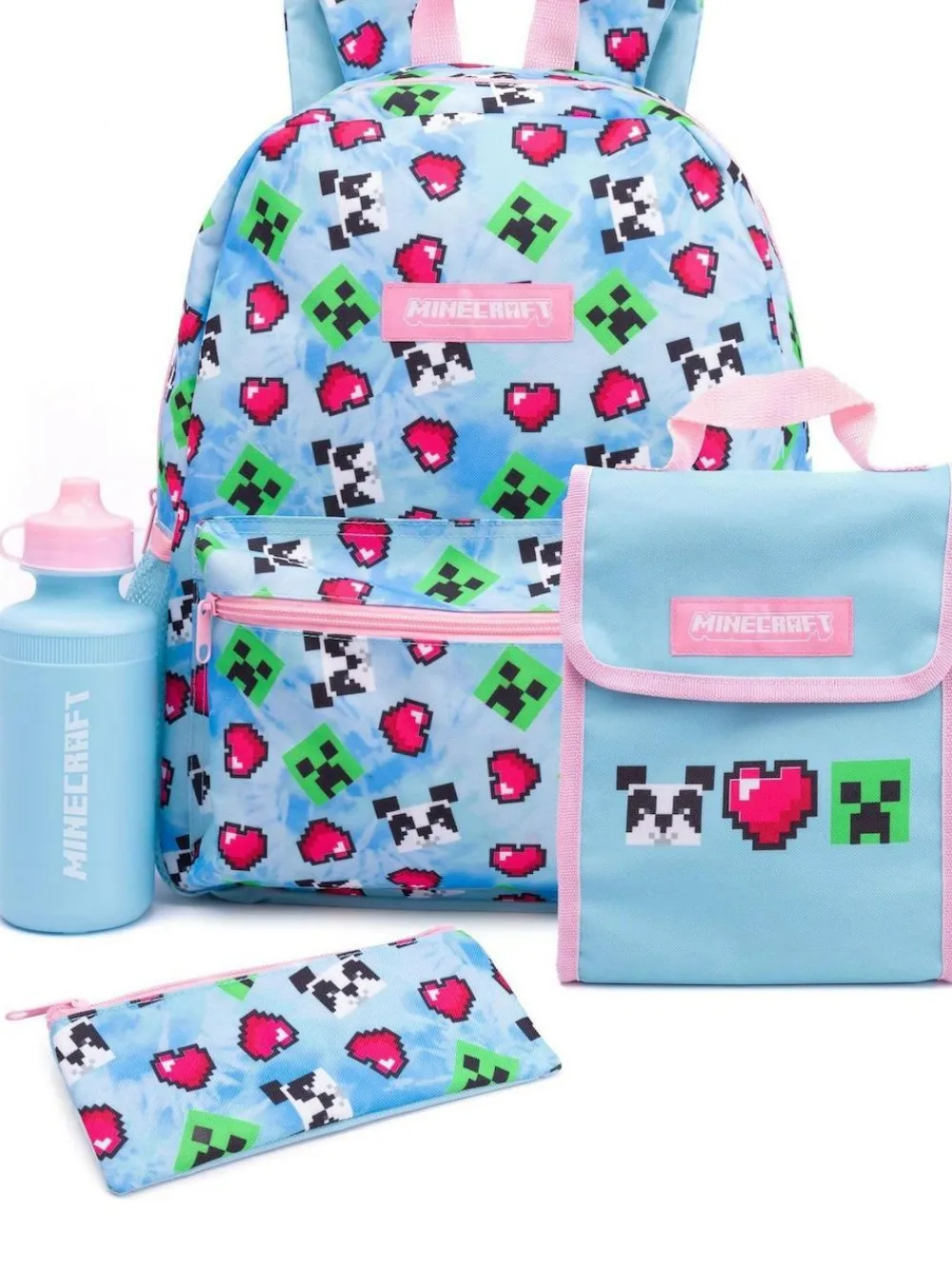 Hot Vanilla Underground Blue Minecraft Girls Creeper 4 Piece Backpack Set