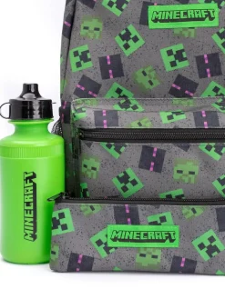 Vanilla Underground Grey Minecraft Boys Creeper 4 Piece Backpack Set^BOY Bags