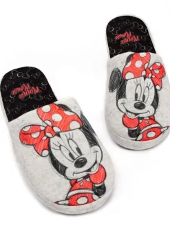 Vanilla Underground Grey Minnie Mouse Womens Winter Mule Slippers^Women Slippers