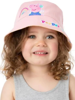 New Vanilla Underground Pink/Yellow Kids Peppa Pig Reversible Bucket Hat