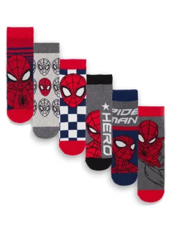 Online Vanilla Underground Boys Character Socks 6 Pack Red Spider-Man