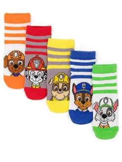 Discount Vanilla Underground Yellow Paw Patrol Multicoloured Boys Multi-Character Face Graphic Calf Socks Set of 5