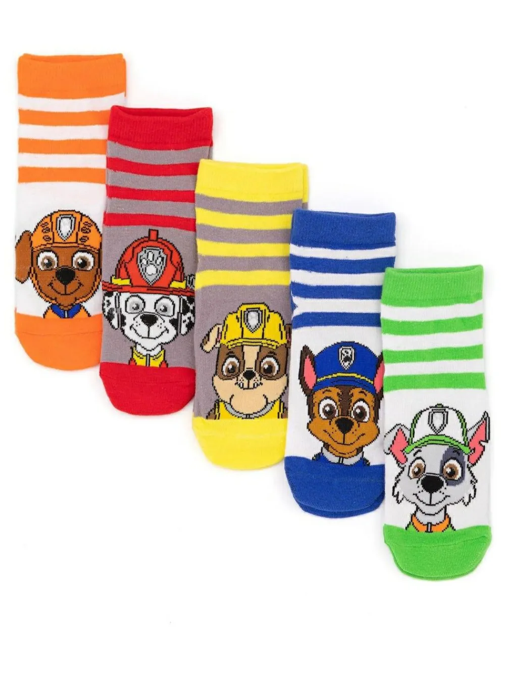 Discount Vanilla Underground Yellow Paw Patrol Multicoloured Boys Multi-Character Face Graphic Calf Socks Set of 5