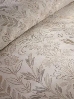 Best Vantona Cream Chafield Jacquard Duvet Cover and Pillowcase Set