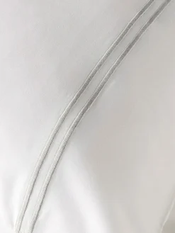 Vantona White Silver Beretta Double Stitch Quilt Cover Set^ Branded Bedlinen