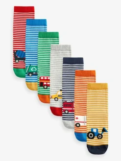 Sale Next Vehicle Stripe Cotton Rich Socks 7 Pack
