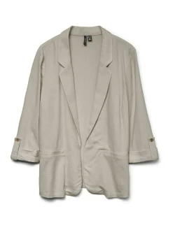 Discount VERO MODA Linen Blend 3/4 Sleeve Jacket Beige