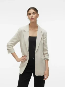 Hot VERO MODA Cream Textured Ruched Sleeve Jacket