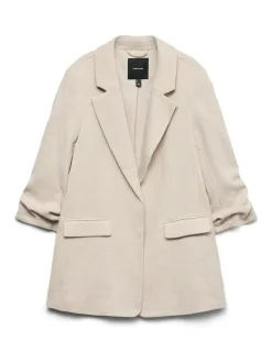 Hot VERO MODA Cream Textured Ruched Sleeve Jacket
